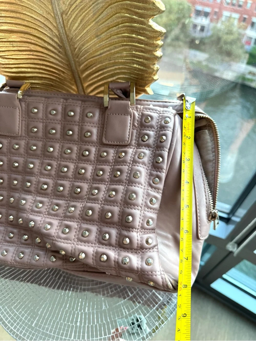 Topshop Mauve Studded Leather Satchel